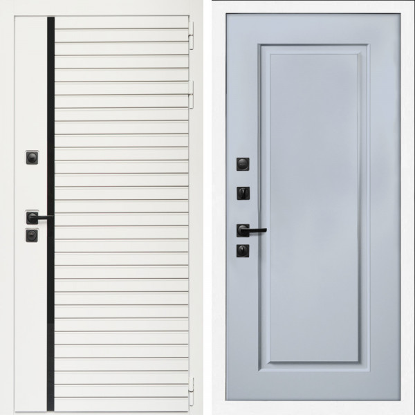 Входная дверь Агата Вайт  (Бел мат, черное стекло) + ФЛ-119 силк маус