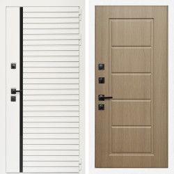 Входная дверь Агата Вайт  (Бел мат, черное стекло) + ФЛ-39 эко дуб