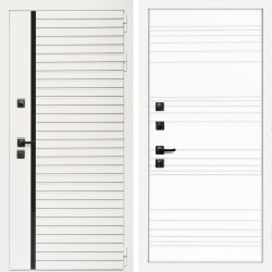 Входная дверь Агата Вайт  (Бел мат, черное стекло) + Горизонт дуб кантри