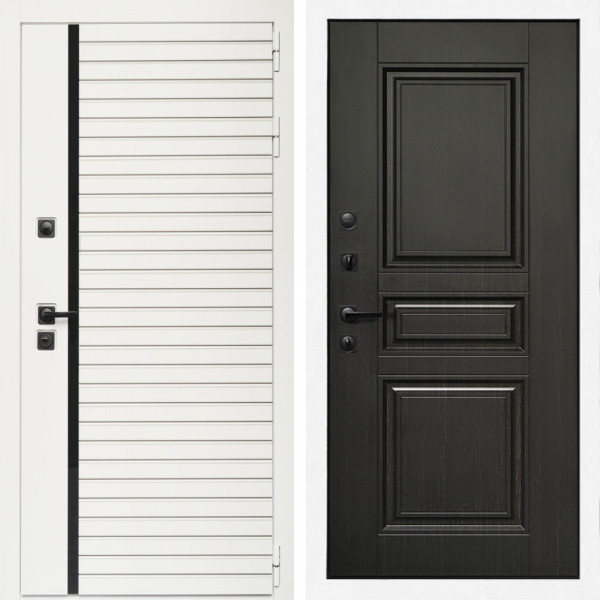 Входная дверь Агата Вайт  (Бел мат, черное стекло) + Классика венге