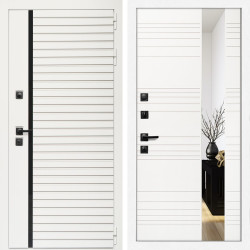 Входная дверь Агата Вайт  (Бел мат, черное стекло) + Сити белый матовый