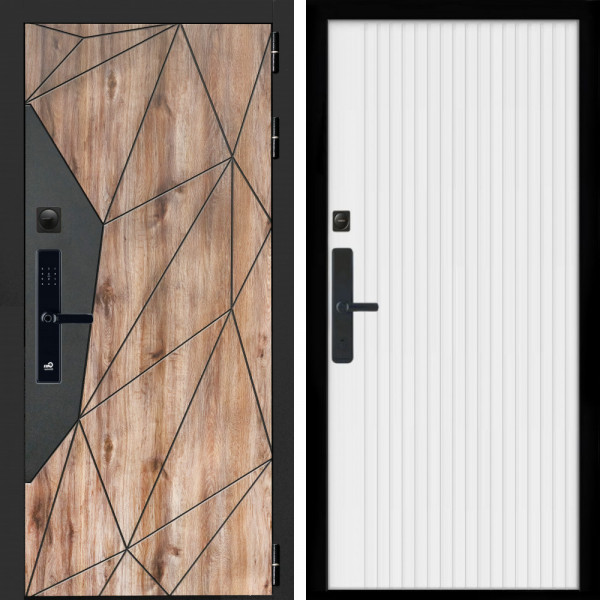 Входная дверь Авангард SMART + Вертикаль белый матовый