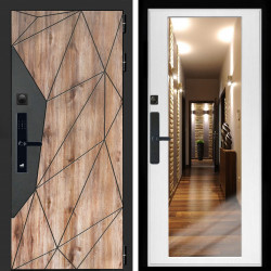 Входная дверь Авангард SMART + Зеркало беленый дуб