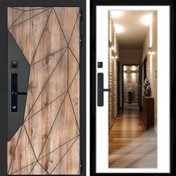 Входная дверь Авангард SMART + Зеркало белый софт