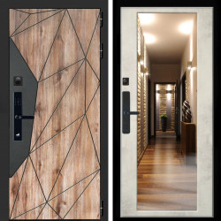 Входная дверь Авангард SMART + Зеркало бетон светлый