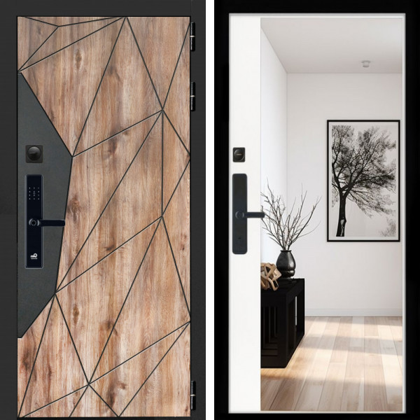 Входная дверь Авангард SMART + Зеркало панорама Белый софт