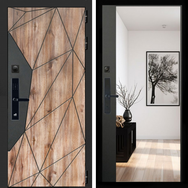 Входная дверь Авангард SMART + Зеркало панорама Черный кварц