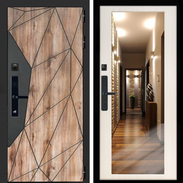 Входная дверь Авангард SMART + Зеркало сандал белый