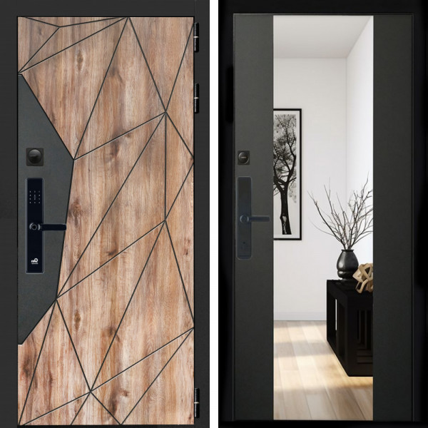 Входная дверь Авангард SMART + Зеркало сб-16 черный кварц