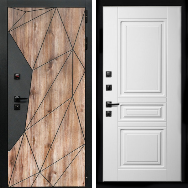 Входная дверь Авангард + Классика белый матовый