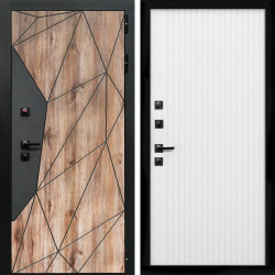 Входная дверь Авангард + Вертикаль белый матовый