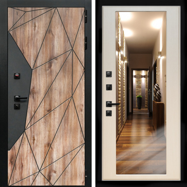 Входная дверь Авангард + Зеркало эко дуб