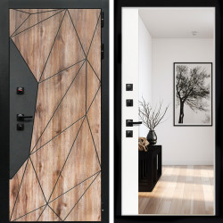 Входная дверь Авангард + Зеркало панорама Белый софт