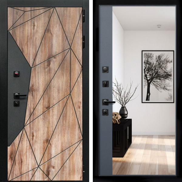 Входная дверь Авангард + Зеркало панорама Графит