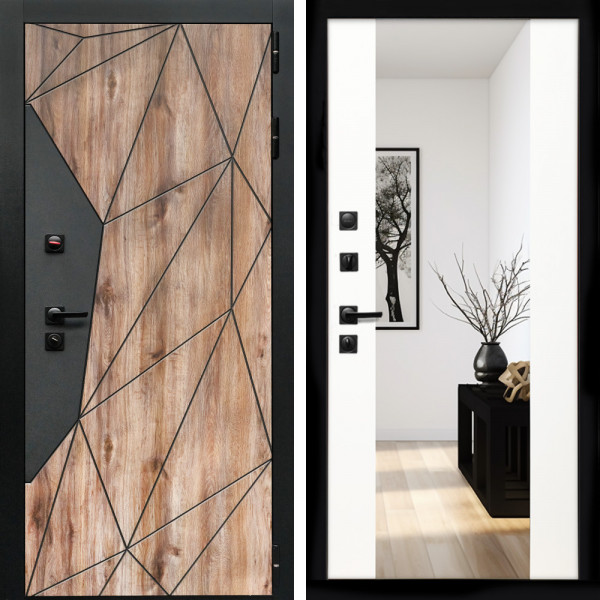 Входная дверь Авангард + Зеркало сб-16 белый матовый