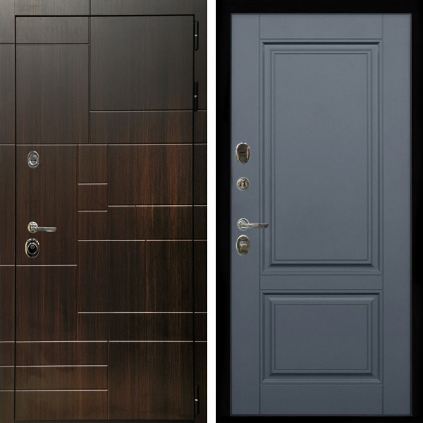 Входная дверь Домино + ФЛ-117 с полосками графит