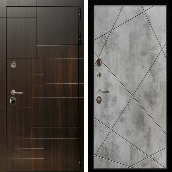 Входная дверь Домино + Лучи бетон светлый