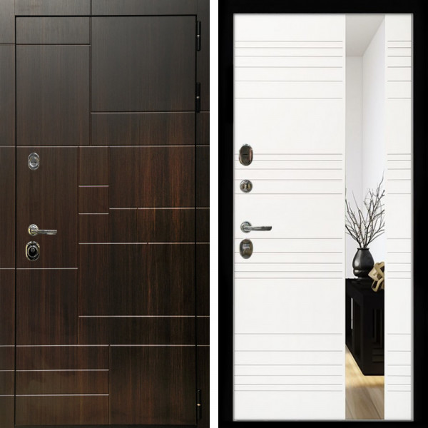 Входная дверь Домино + Сити белый матовый