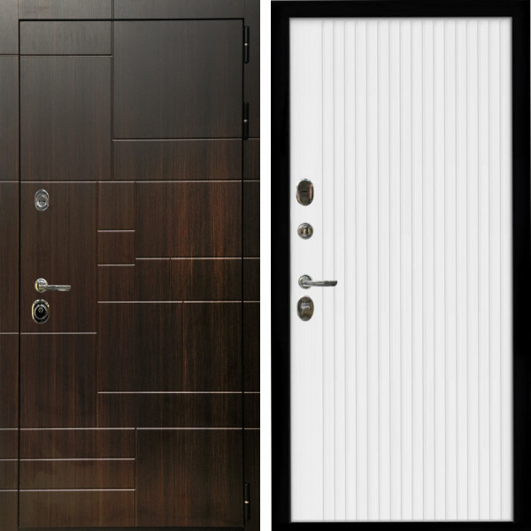 Входная дверь Домино + Вертикаль белый матовый