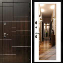 Входная дверь Домино + Зеркало белый софт