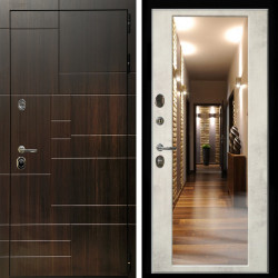 Входная дверь Домино + Зеркало бетон светлый