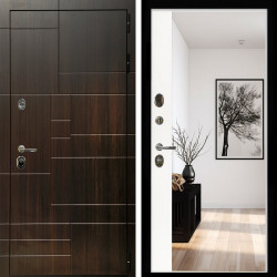 Входная дверь Домино + Зеркало панорама Белый софт