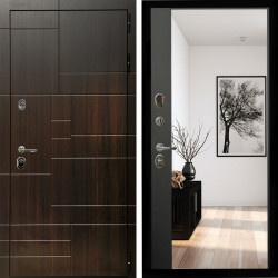 Входная дверь Домино + Зеркало панорама Черный кварц