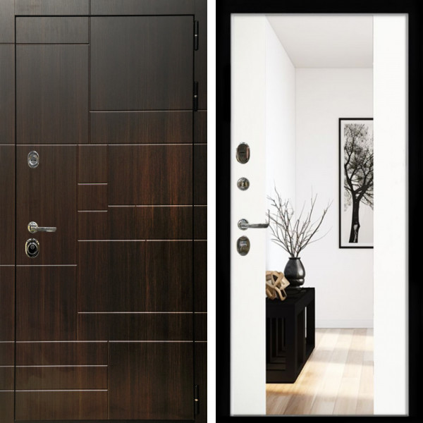 Входная дверь Домино + Зеркало сб-16 белый матовый