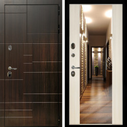 Входная дверь Домино + Зеркало СБ-16 сандал белый