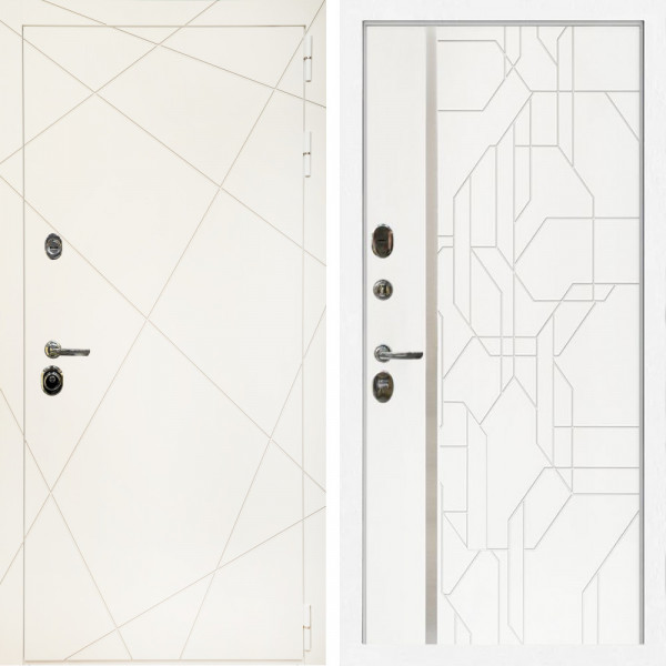 Входная дверь Эстет Белый Мат + Эверест нерж белый матовый