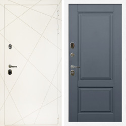Входная дверь Эстет Белый Мат + ФЛ-117 с полосками графит