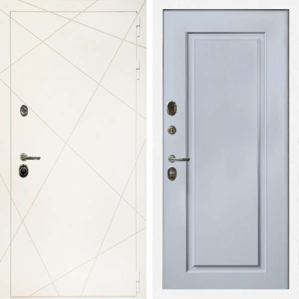 Входная дверь Эстет Белый Мат + ФЛ-119 силк маус