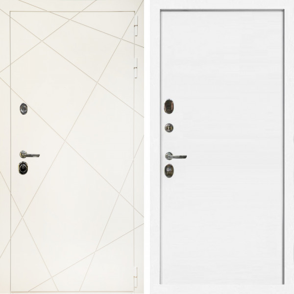 Входная дверь Эстет Белый Мат + Гладкая белый матовый