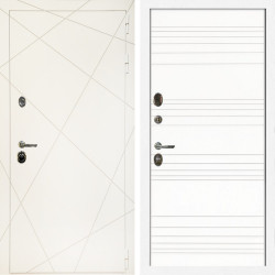 Входная дверь Эстет Белый Мат + Горизонт дуб кантри