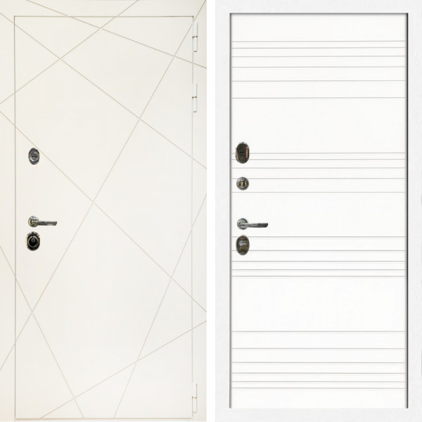 Входная дверь Эстет Белый Мат + Горизонт дуб кантри