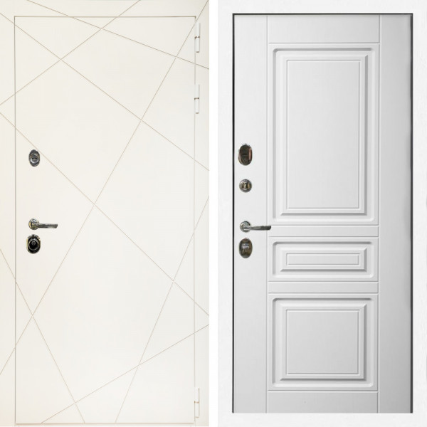 Входная дверь Эстет Белый Мат + Классика белый матовый