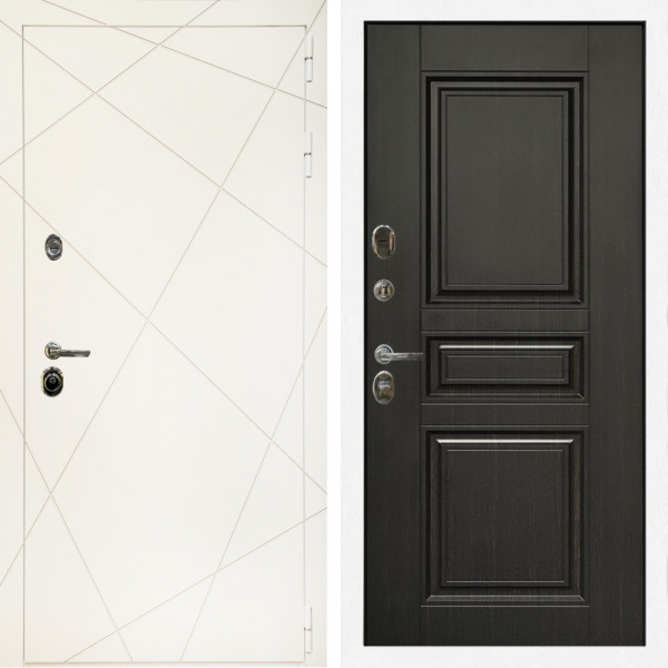 Входная дверь Эстет Белый Мат + Классика венге