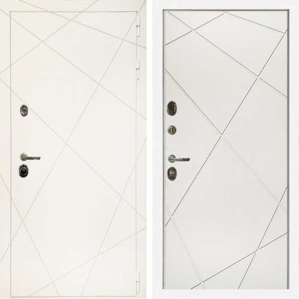 Входная дверь Эстет Белый Мат + Лучи белый