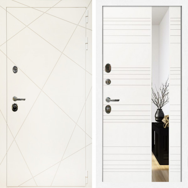 Входная дверь Эстет Белый Мат + Сити белый матовый
