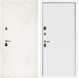 Входная дверь Эстет Белый Мат + Вертикаль белый матовый