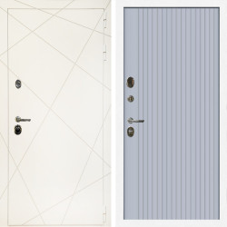 Входная дверь Эстет Белый Мат + Вертикаль Силк маус