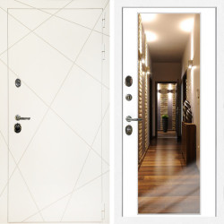 Входная дверь Эстет Белый Мат + Зеркало белый софт