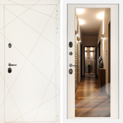 Входная дверь Эстет Белый Мат + Зеркало сандал белый