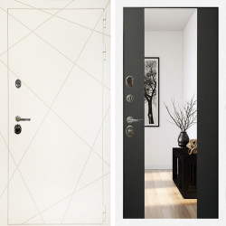 Входная дверь Эстет Белый Мат + Зеркало сб-16 черный кварц