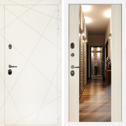 Входная дверь Эстет Белый Мат + Зеркало СБ-16 сандал белый