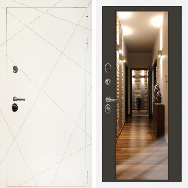 Входная дверь Эстет Белый Мат + Зеркало венге