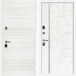 Входная дверь Гранд Белый Мат + Эверест нерж белый матовый