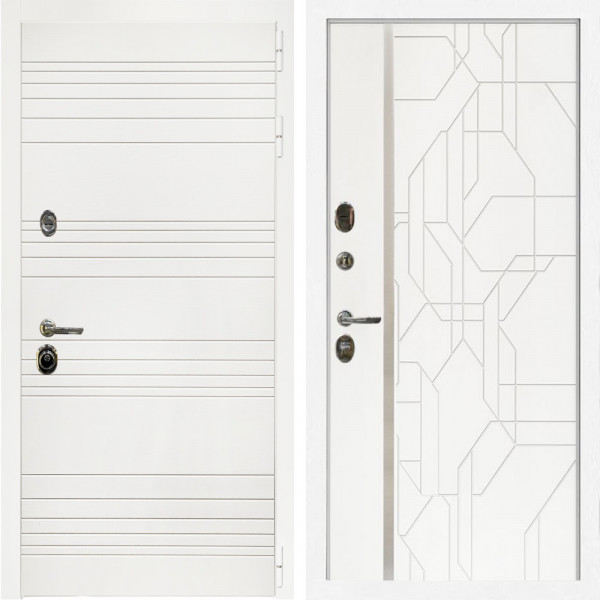 Входная дверь Гранд Белый Мат + Эверест нерж белый матовый