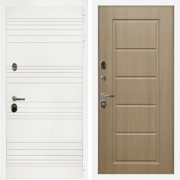 Входная дверь Гранд Белый Мат + ФЛ-39 эко дуб