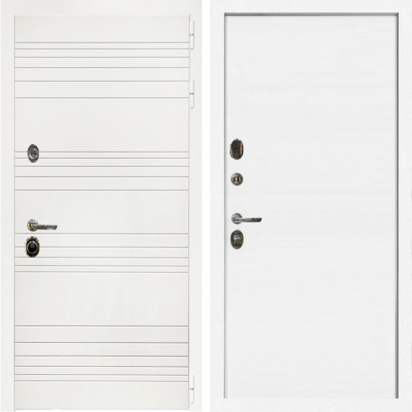Входная дверь Гранд Белый Мат + Гладкая белый матовый